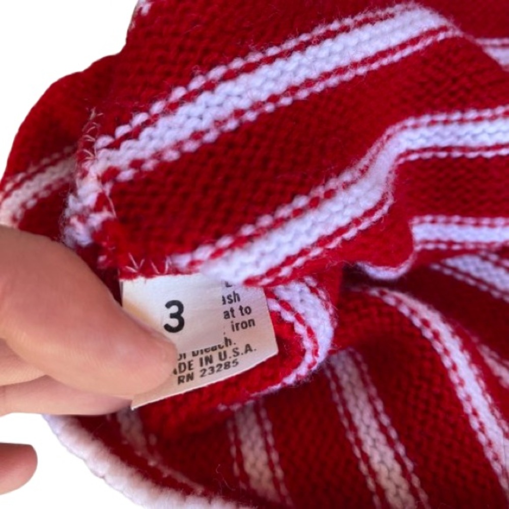 Adele Knitwear Vintage Mock Neck Pullover Sweater Red White Stripe Size 3 (S/M) - Picture 6 of 7